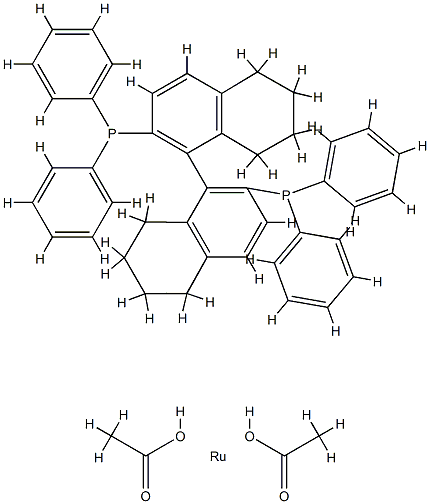 Diacetato[(R)-(+)-2,2'-bis(diphenylphosphino)-5,5',6,6',7,7',8,8'-octahydro-1,1'-binaphthy]ruthenium(II) 구조식 이미지