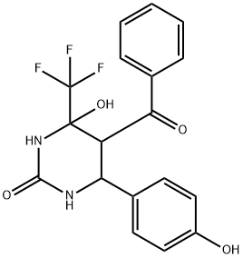 5-benzoyl-4-hydroxy-6-(4-hydroxyphenyl)-4-(trifluoromethyl)tetrahydropyrimidin-2(1H)-one Structure