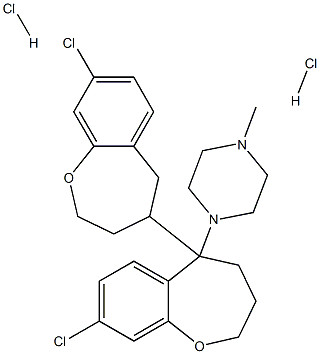 1-[10-chloro-6-(10-chloro-2-oxabicyclo[5.4.0]undeca-8,10,12-trien-5-yl )-2-oxabicyclo[5.4.0]undeca-8,10,12-trien-6-yl]-4-methyl-piperazine di hydrochloride 구조식 이미지