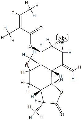 (Z)-2-Methyl-2-butenoic acid [(3R,3aβ,6aβ,7aβ,8aβ,8bα)-dodecahydro-3α,5aα-dimethyl-8-methylene-2-oxooxireno[6,7]naphtho[1,2-b]furan-6β-yl] ester 구조식 이미지