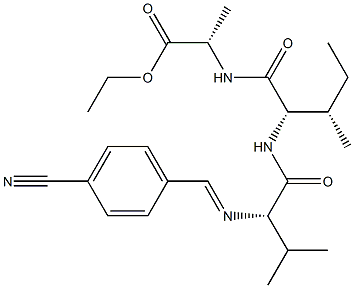 N-[(4-시아노페닐)메틸렌]-L-Val-L-Ile-L-Ala-OEt 구조식 이미지