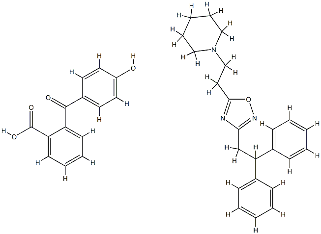 o-(p-hydroxybenzoyl)benzoic acid, compound with 1-[2-[3-(2,2-diphenylethyl)-1,2,4-oxadiazol-5-yl]ethyl]piperidine (1:1)  Structure