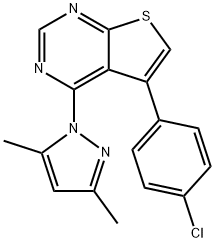 5-(4-chlorophenyl)-4-(3,5-dimethyl-1H-pyrazol-1-yl)thieno[2,3-d]pyrimidine Structure