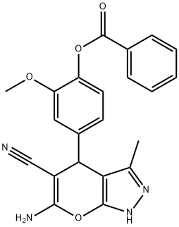 4-(6-amino-5-cyano-3-methyl-1,4-dihydropyrano[2,3-c]pyrazol-4-yl)-2-methoxyphenyl benzoate 구조식 이미지