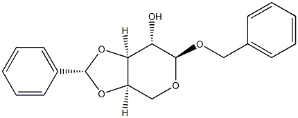 벤질3-O,4-O-[(S)-벤질리덴]-α-D-아라비노피라노시드 구조식 이미지