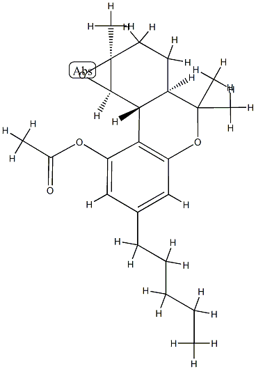 3H-Oxireno[3,4]benzo[1,2-c][1]benzopyran-9-ol, 1a,2,3a,4,9b,9c-hexahyd ro-1a,4,4-trimethyl-7-pentyl-, acetate, [1aS-(1aalpha,3aalpha,9bbeta,9 calpha)]- 구조식 이미지