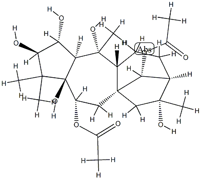 (14R)-6β,14-Diacetoxygrayanotoxane-2α,3β,5,10,16-pentol Structure