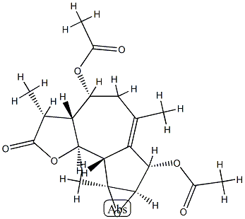 (3R)-4α,7α-Diacetoxy-3α,6,8aα-trimethyl-3aβ,4,5,7,7aα,8a,8bβ,8cα-octahydrooxireno[2,3]azuleno[4,5-b]furan-2(3H)-one 구조식 이미지