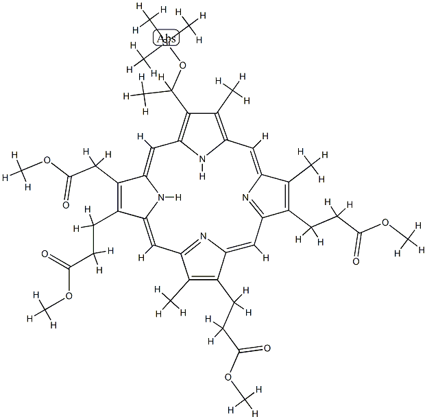 8-(2-Methoxy-2-oxoethyl)-3,13,17-trimethyl-12-[1-[(trimethylsilyl)oxy]ethyl]-21H,23H-porphyrin-2,7,18-tripropionic acid trimethyl ester 구조식 이미지