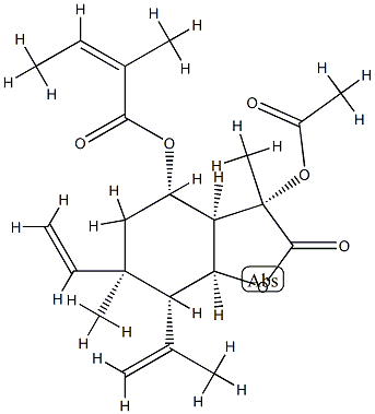 (Z)-2-Methyl-2-butenoic acid (3aβ,7aβ)-3β-acetoxy-6α-vinyloctahydro-3α,6β-dimethyl-7β-(1-methylvinyl)-2-oxobenzofuran-4β-yl ester Structure