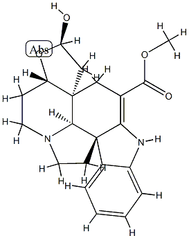 (5α,12β,19α,21R)-2,3-Didehydro-6α,21-epoxy-21-hydroxyaspidospermidine-3-carboxylic acid methyl ester 구조식 이미지