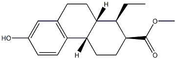 [1R,(+)]-1β-Ethyl-1,2,3,4,4aβ,9,10,10aα-octahydro-7-hydroxy-2-methylphenanthrene-2β-carboxylic acid 구조식 이미지