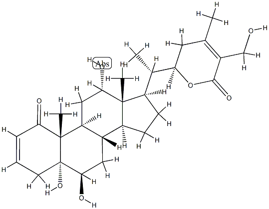 (22R)-5α,6β,12α,22,27-Pentahydroxy-1-oxoergosta-2,24-dien-26-oic acid δ-lactone 구조식 이미지