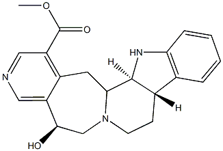 (5S)-5,8,9,14,14bβ,15-Hexahydro-5-hydroxy-6H-pyrido[4'',3'':4',5']azepino[1',2':1,2]pyrido[3,4-b]indole-1-carboxylic acid methyl ester 구조식 이미지