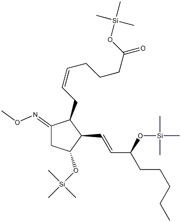 Prosta-5,11-dien-1-oic acid, 9-(methoxyimino)-11,15-bis[(trimethylsily l)oxy]-, (5Z,8beta,9E,11alpha,13E,15S)- 구조식 이미지