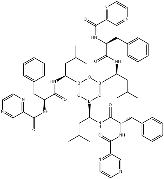 2-PyrazinecarboxaMide, N,N',N''-[2,4,6-boroxintriyltris[[(1R)-3-Methylbutylidene]iMino[(1S)-2-oxo-1-(phenylMethyl)-2,1-ethanediyl]]]tris- Structure