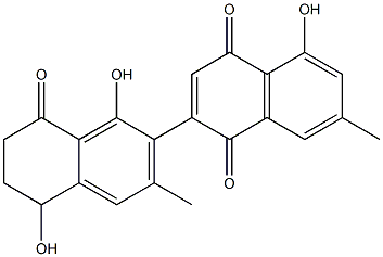 (+)-6',7'-Dihydro-1',5,5'-trihydroxy-3',7-dimethyl-2,2'-binaphthalene-1,4,8'(5'H)-trione 구조식 이미지