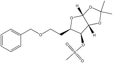 6-Deoxy-1-O,2-O-isopropylidene-3-O-(methylsulfonyl)-5-O-benzyl-α-D-glucofuranose 구조식 이미지