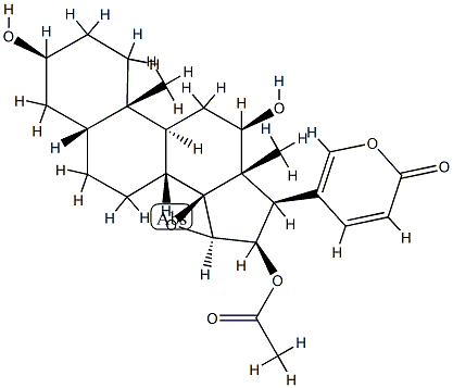 12β-Hydroxy-16β-acetoxy-14,15β-epoxy-3β-hydroxy-5β-bufa-20,22-dienolide Structure