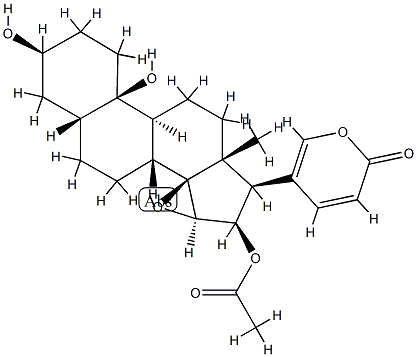 16β-Acetoxy-14,15β-epoxy-3β,10-dihydroxy-19-nor-5β-bufa-20,22-dienolide 구조식 이미지