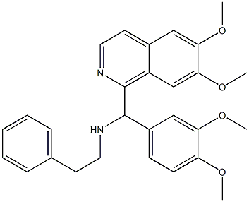 6,7-디메톡시-α-(3,4-디메톡시페닐)-N-(2-페닐에틸)이소퀴놀린-1-메탄아민 구조식 이미지