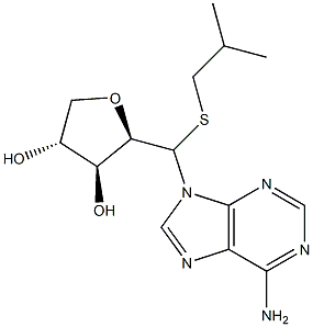 1-C-(6-Amino-9H-purin-9-yl)-2,5-anhydro-1-S-isobutyl-1-thio-D-xylitol 구조식 이미지