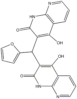 1,8-Naphthyridin-2(1H)-one,3,3-(2-furanylmethylene)bis[4-hydroxy-(9CI) 구조식 이미지