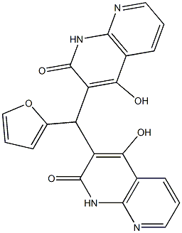 1,8-Naphthyridin-2(1H)-one,3,3-(2-furanylmethylene)bis[4-hydroxy-(9CI) Structure