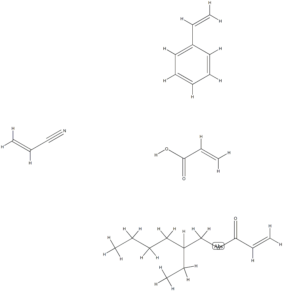2-Propenoic acid, polymer with ethenylbenzene, 2-ethylhexyl 2-propenoate and 2-propenenitrile 구조식 이미지