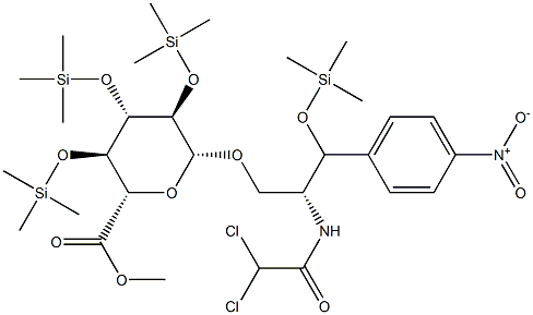[(2R,3R)-2-[(Dichloroacetyl)amino]-3-(4-nitrophenyl)-3-[(trimethylsilyl)oxy]propyl]2-O,3-O,4-O-tris(trimethylsilyl)-β-D-glucopyranosiduronic acid methyl ester 구조식 이미지