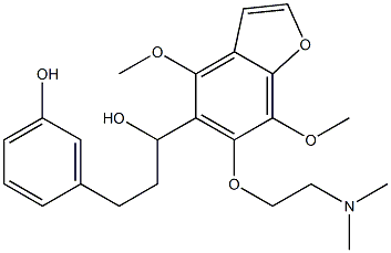 4,7-Dimethoxy-6-[2-(dimethylamino)ethoxy]-α-[2-(3-hydroxyphenyl)ethyl]-5-benzofuranmethanol 구조식 이미지