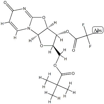 2,2-Dimethylpropionic acid [(2R)-2,3,3aβ,9aβ-tetrahydro-6-oxo-3β-trifluoroacetoxy-6H-furo[2',3':4,5]oxazolo[3,2-a]pyrimidin-2α-yl]methyl ester 구조식 이미지