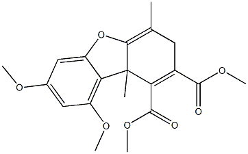 1,2-Dibenzofurandicarboxylic acid, 3,9b-dihydro-7,9-dimethoxy-4,9b-dim ethyl-, dimethyl ester Structure