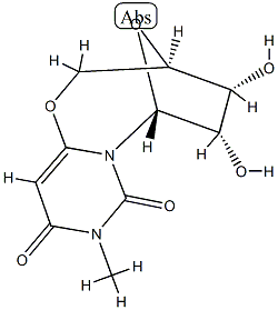 (3R)-3,4,5,6-Tetrahydro-4α,5α-dihydroxy-9-methyl-3β,6β-epoxy-2H,8H-pyrimido[6,1-b][1,3]oxazocine-8,10(9H)-dione Structure