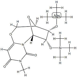 (3R)-3,4,5,6-Tetrahydro-9-methyl-4α,5α-bis(trimethylsiloxy)-3β,6β-epoxy-2H,8H-pyrimido[6,1-b][1,3]oxazocine-8,10(9H)-dione 구조식 이미지