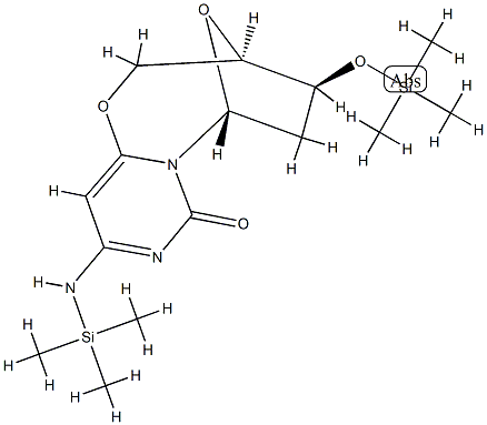 (3R)-3,4,5,6,9,10-Hexahydro-10-[(trimethylsilyl)imino]-4β-[(trimethylsilyl)oxy]-3β,6β-epoxy-2H,8H-pyrimido[6,1-b][1,3]oxazocin-8-one Structure