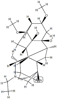 3β,4-Epoxy-20-ethyl-14α,16β-dimethoxyaconitane-1α,8,9-triol 구조식 이미지