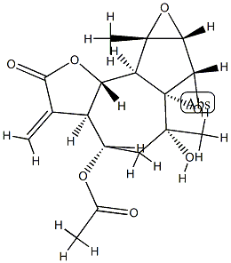 (3aR,6aR)-3aβ,5,6,7aα,7bα,8a,8bβ,8cα-Octahydro-4β-acetoxy-6β-hydroxy-6,8aα-dimethyl-3-methylene-4H-bisoxireno[1,8a:2,3]azuleno[4,5-b]furan-2(3H)-one Structure
