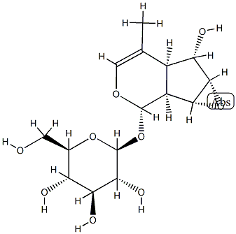 1aβ,1bα,2,5aα,6,6aβ-Hexahydro-6α-hydroxy-5-methyloxireno[4,5]cyclopenta[1,2-c]pyran-2α-yl β-D-glucopyranoside 구조식 이미지