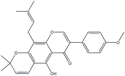 3-(4-Methoxyphenyl)-5-hydroxy-8,8-dimethyl-10-prenyl-4H,8H-benzo[1,2-b:5,4-b']dipyran-4-one 구조식 이미지