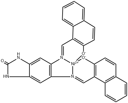 [1,3-dihydro-5,6-bis[[(2-hydroxy-1-naphthyl)methylene]amino]-2H-benzimidazol-2-onato(2-)-N5,N6,O5,O6]nickel 구조식 이미지