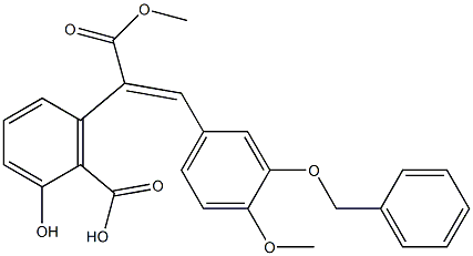 3'-(Benzyloxy)-3-hydroxy-4'-methoxy-α,2-stilbenedicarboxylic acid α-methyl ester 구조식 이미지