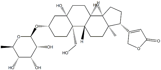 3β-[(6-Deoxy-β-D-allopyranosyl)oxy]-5,14,19-trihydroxy-5β-card-20(22)-enolide Structure