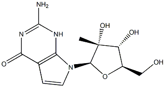 2-Amino-1,7-dihydro-7-(2-C-methyl-beta-D-ribofuranosyl)-4H-pyrrolo[2,3-d]pyrimidin-4-one Structure