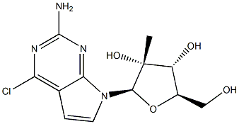 4-Chloro-7-(2-C-methyl-beta-D-ribofuranosyl)-7H-pyrrolo[2,3-d]pyrimidin-2-amine 구조식 이미지