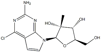 4-Chloro-7-(2-C-methyl-beta-D-ribofuranosyl)-7H-pyrrolo[2,3-d]pyrimidin-2-amine Structure