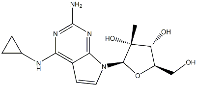 N4-Cyclopropyl-7-(2-C-methyl-beta-D-ribofuranosyl)-7H-pyrrolo[2,3-d]pyrimidine-2,4-diamine 구조식 이미지