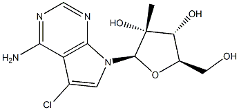 5-Chloro-7-(2-C-methyl-beta-D-ribofuranosyl)-7H-pyrrolo[2,3-d]pyrimidin-4-amine Structure