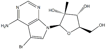 5-Bromo-7-(2-C-methyl-beta-D-ribofuranosyl)-7H-pyrrolo[2,3-d]pyrimidin-4-amine 구조식 이미지