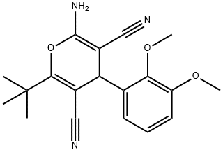 2-amino-6-tert-butyl-4-(2,3-dimethoxyphenyl)-4H-pyran-3,5-dicarbonitrile Structure